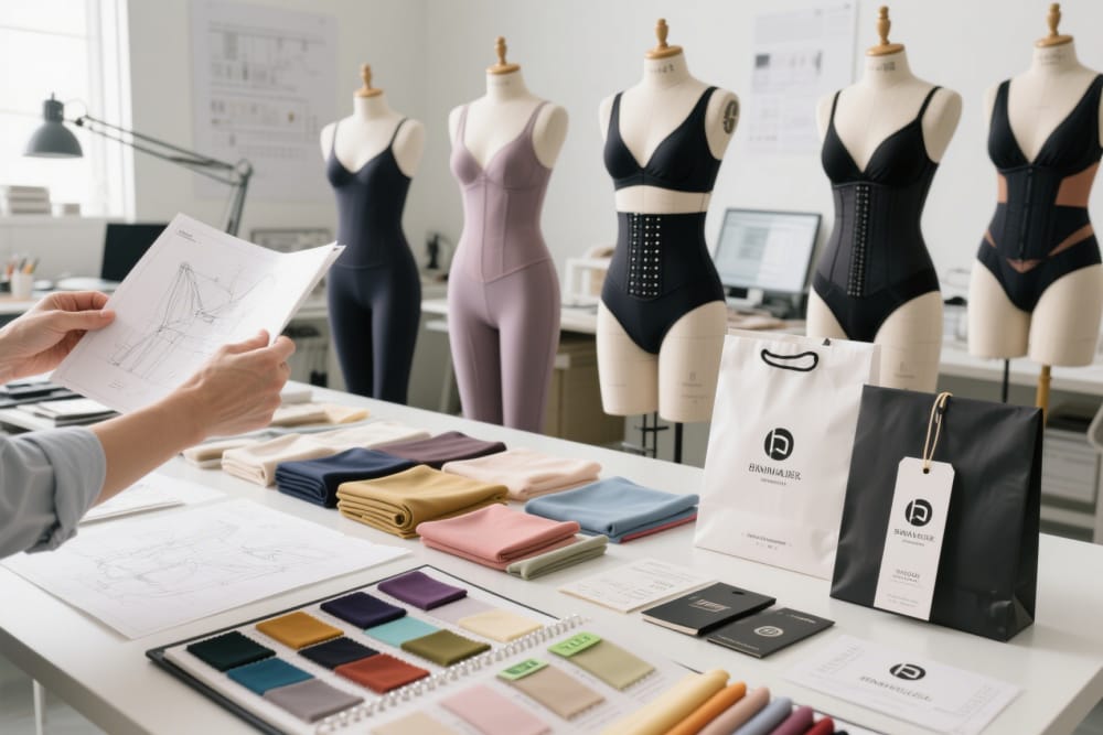 Modelos de fajas, materiales y características de marca para una colección